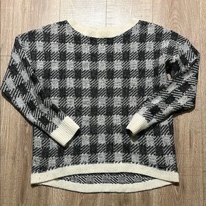 Express Black and Cream Plaid Sweater Size L